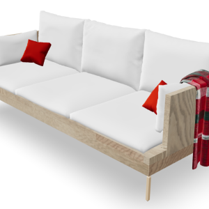 Couch with blanket and pillows